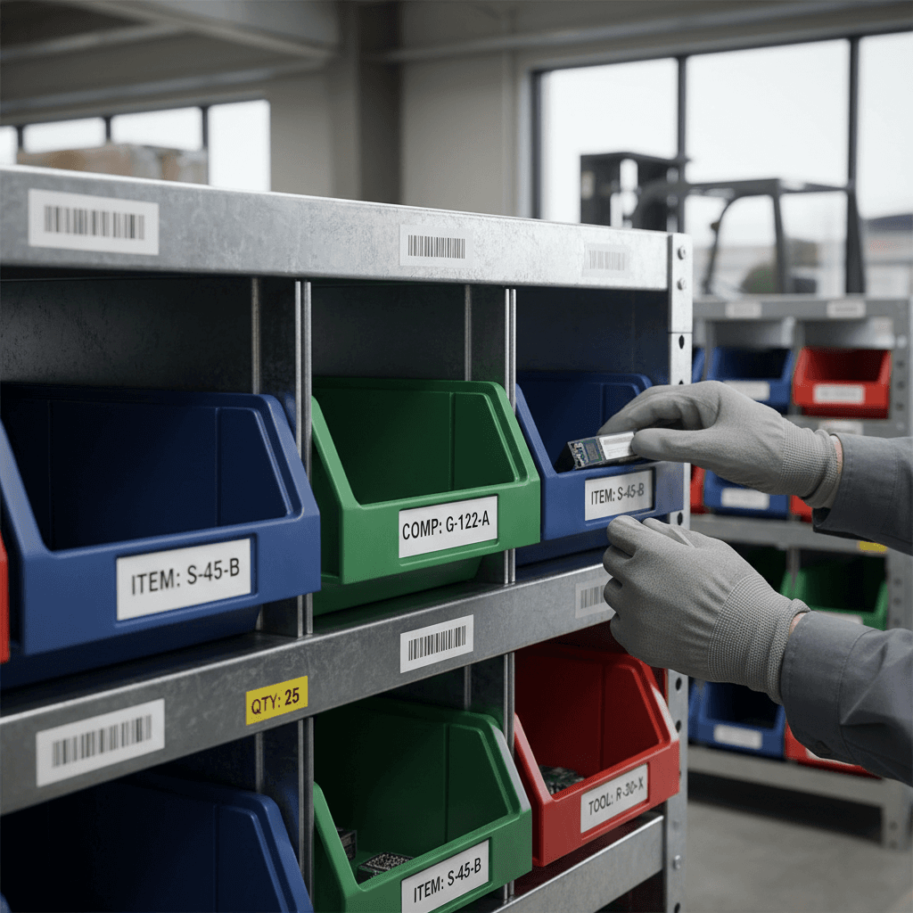 Organized inventory bins and storage system at PNP enterprise warehouse